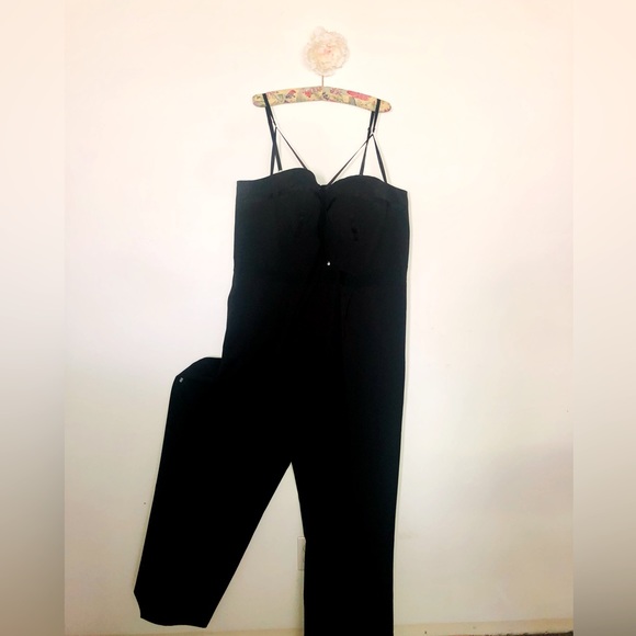 City Chic Pants - Black Jumpsuit Strappy Sleeves